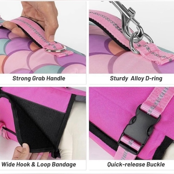 Cyeollo Dog Life Jacket Printed Dog Life Mermaid Vest for Swimming Adjustable.. - Picture 2 of 12